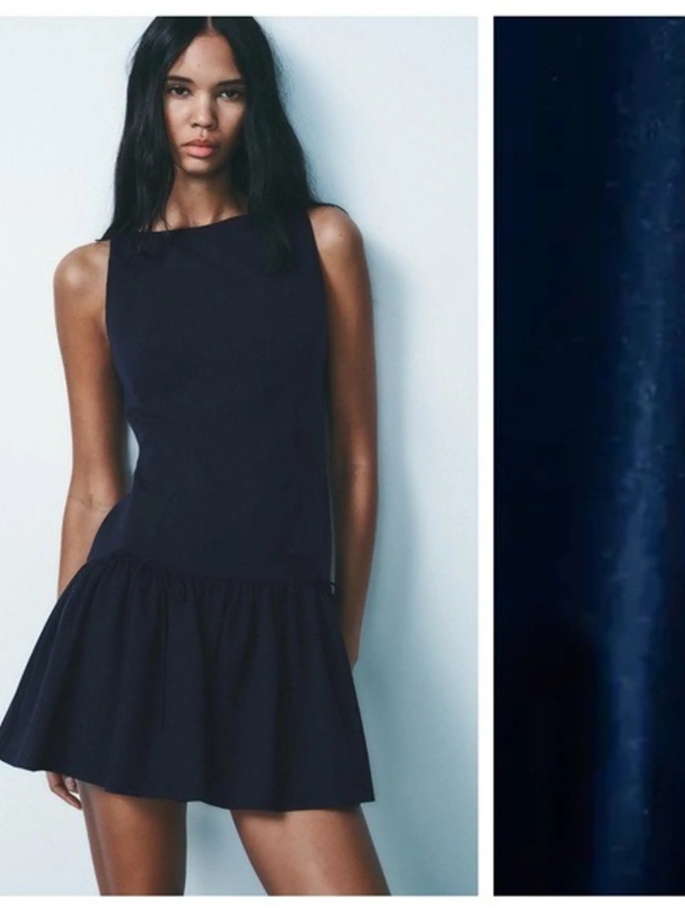 Zara Navy Sleeveless Drop-Waist Mini Dress